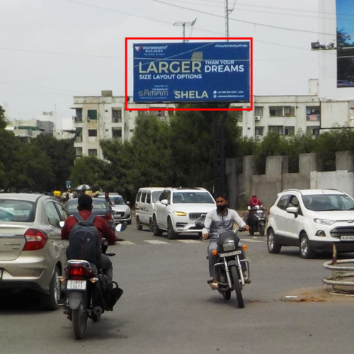 HOARDING : 20 X 10   SOUTH BOPAL – SOBO CENTER CROSS ROAD TOWARDS SP RING ROAD
